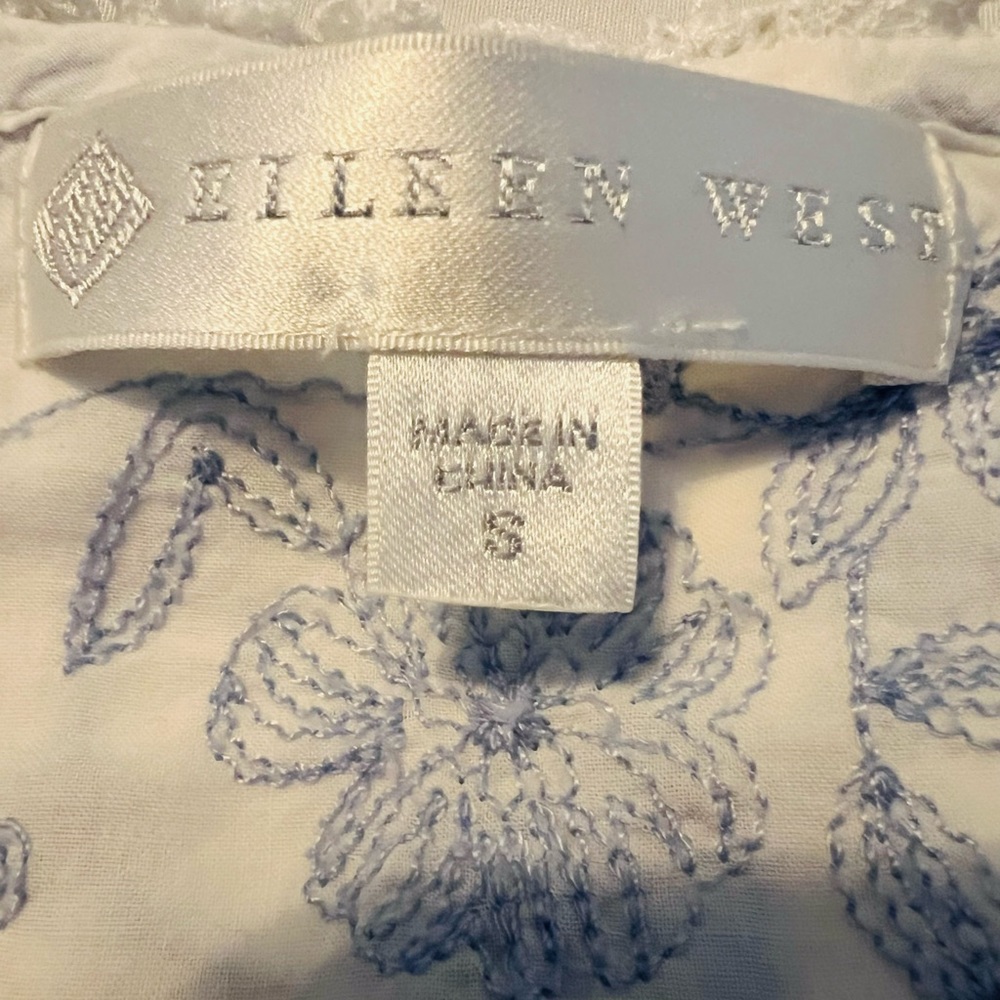 Eileen West White Cotton Embroidered Cap Sleeve Ballet Gown S - Picture 8 of 9
